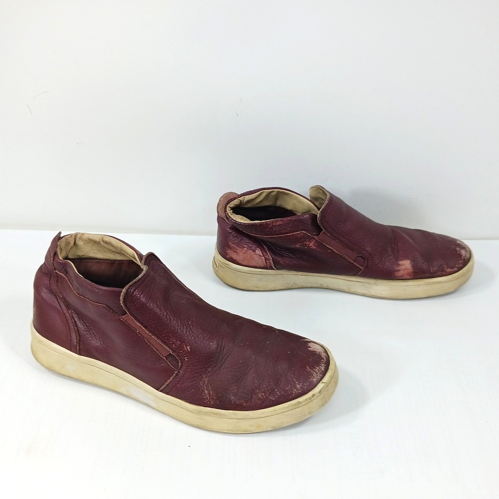 Mark Nason Los Angeles Mens Pebbled Leather Slip On Mid Top Sneakers Burgundy